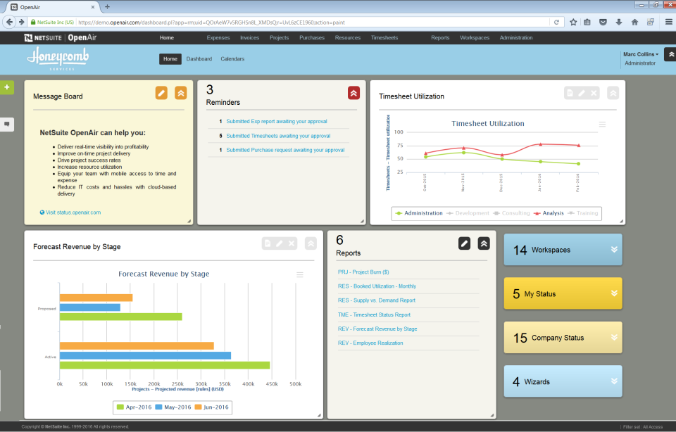 screenshot of NetSuite SuiteProjects Pro